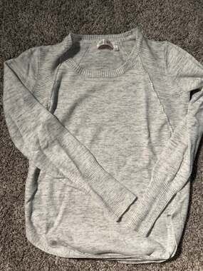 RD Style Gray Ribbed McKinley Scoop Neck Sweater S